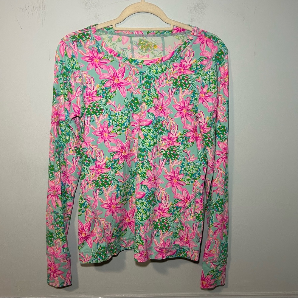 Lilly Pulitzer Luxletic Surf So Shellegant Renay Long Sleeve Sunguard Top Size S